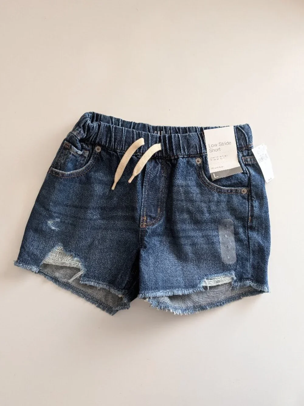 Gap KIDS - Girls Jean Shorts - Frayed, Elastic and Drawstring Waist - Size L